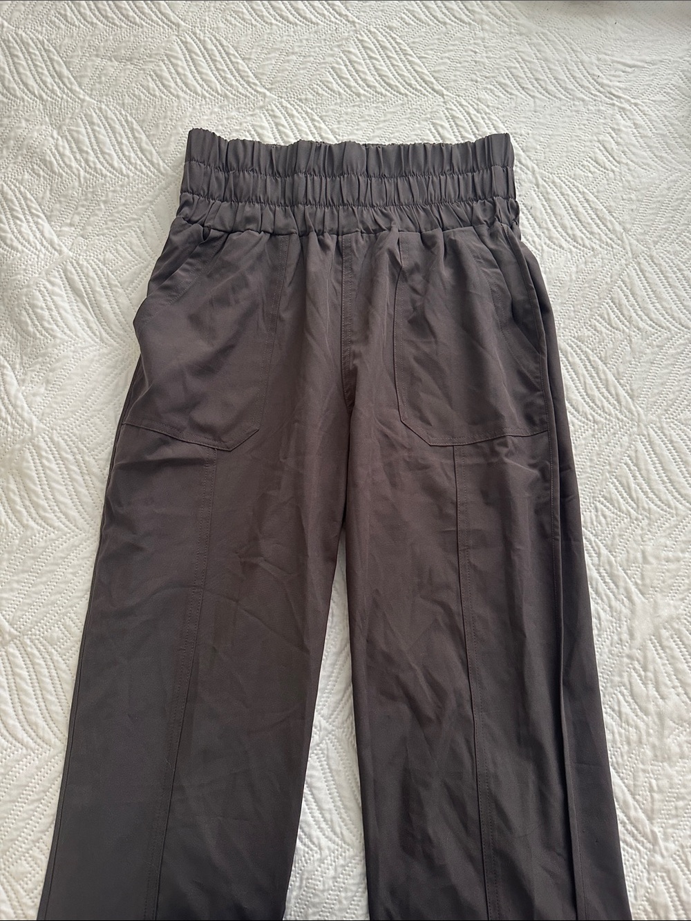 High-Waist Elastic Jogger Pants - Dark Gray